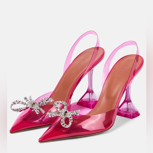 Amina Muaddi Glass PVC Slingback in Pink Crystal✨SZ 39.5 new with box Lo… - Picture 1 of 12